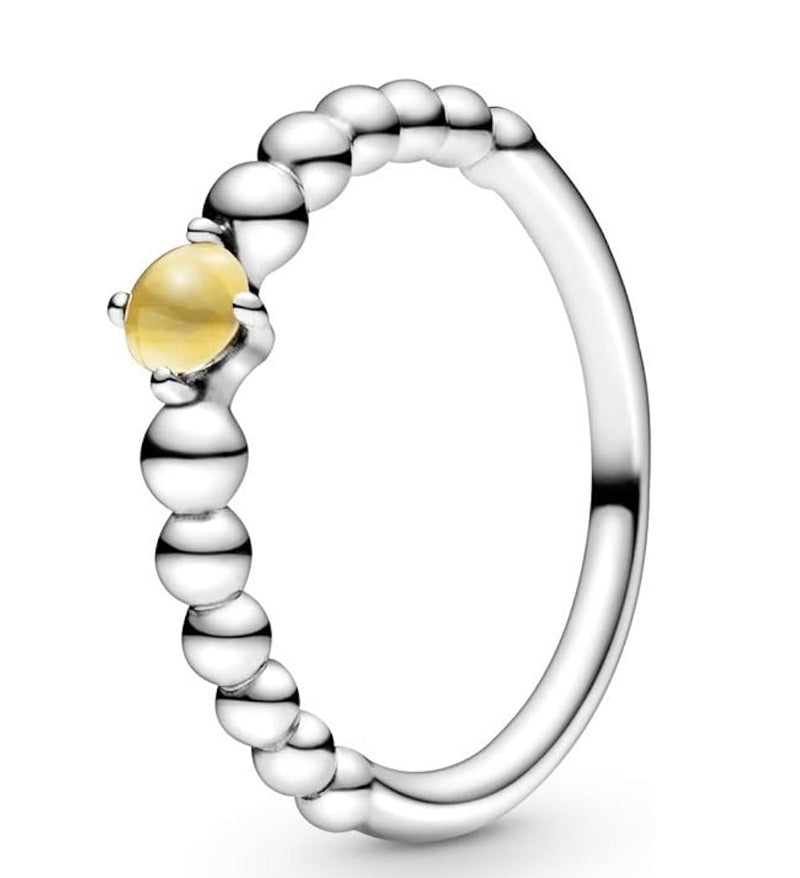 Pandora Minimalist Yellow Silver Gemstone Ring