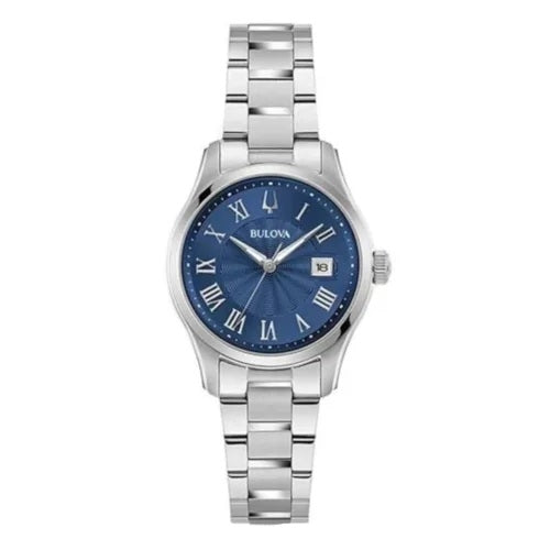 Bulova Silver & Blue Roman Numeral Watch
