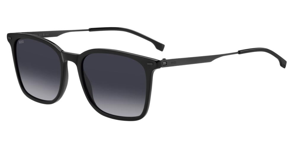 Refined Black Square Sunglasses with Dark Gradient Lenses