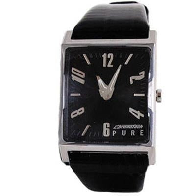 Pure Precision Rectangular Timepiece in Black and Silver