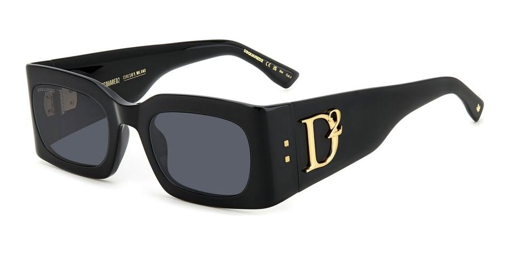 Sleek Black Acetate Sunglasses with Gold Logo Detail
