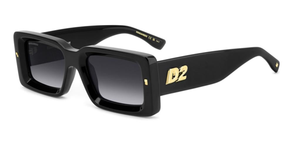 Refined Black Square Sunglasses with Gold Accents