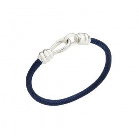 Navy Blue Nylon Cord Bracelet with Silver Clasp