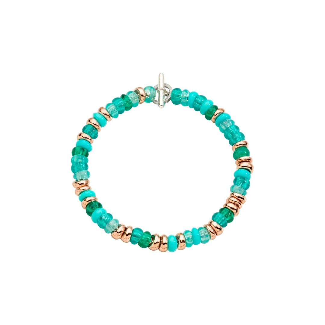 Serene Harmony Beaded Bracelet in Turquoise and Rose Gold