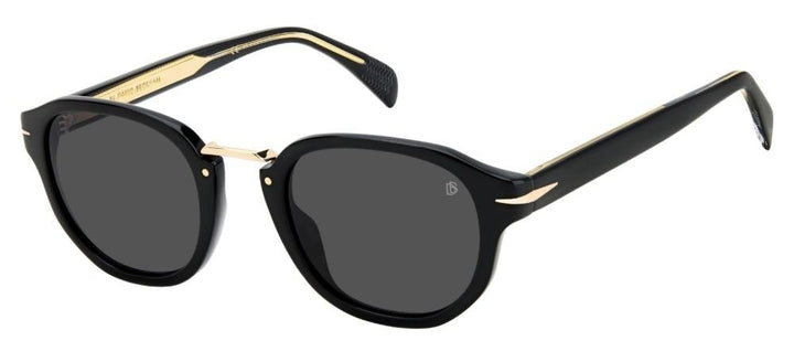 Sleek Black and Gold Acetate Frame Sunglasses