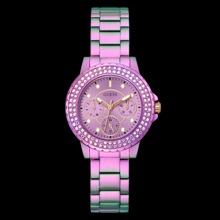 Violet Radiance Crystal-Studded Timepiece