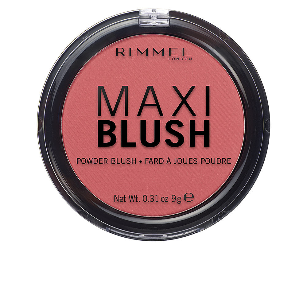 Compact powder blush in warm pink shade, 9 g pan with velvety finish