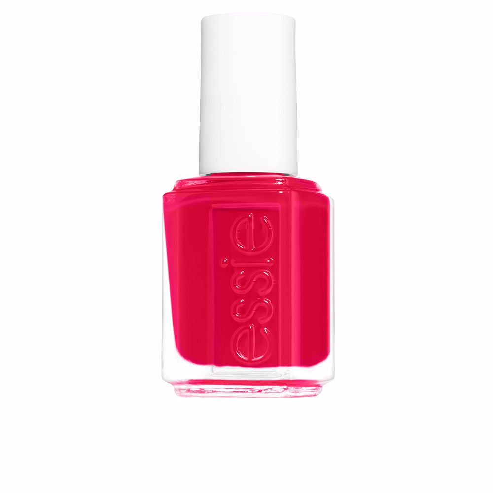 Bottle of vivid red cream nail polish with flat brush, 13.5 ml