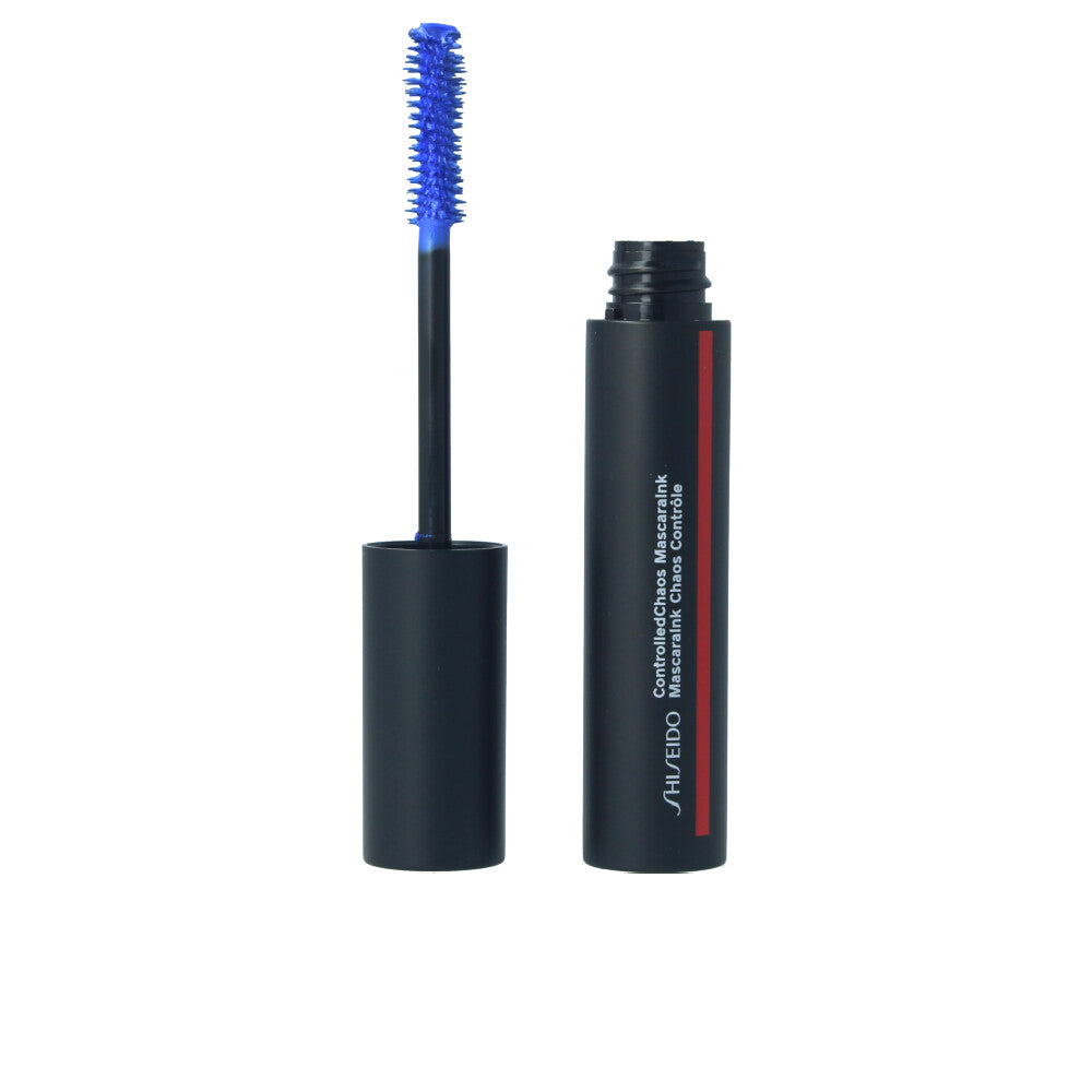 Slim black mascara tube with concave-tipped wand, glossy cream-black finish
