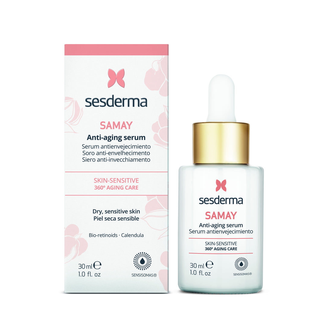30 ml amber serum bottle with pipette, anti-ageing formula for dry sensitive skin