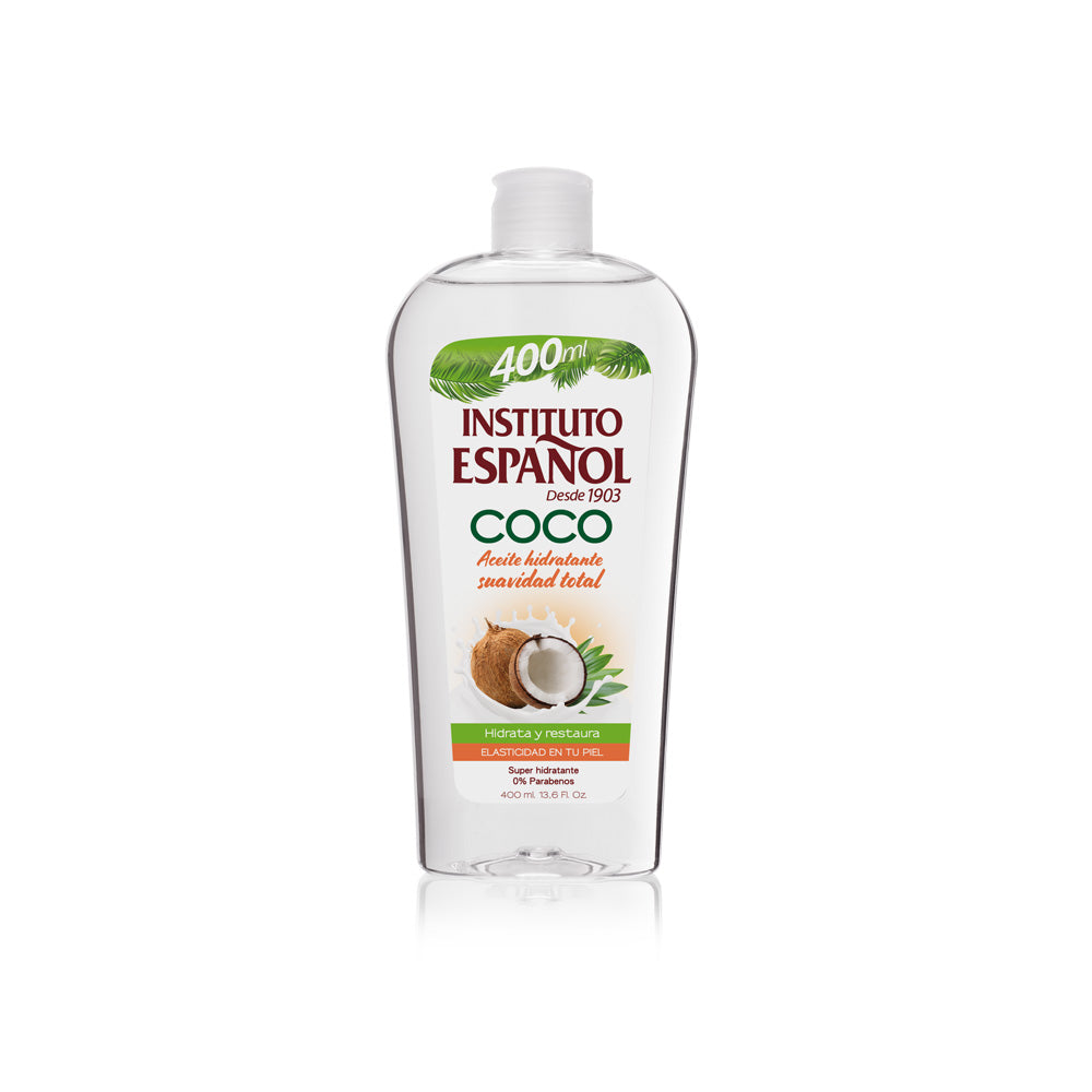 400 ml clear bottle of coconut hydrating body oil with gardenia extract, Unisex