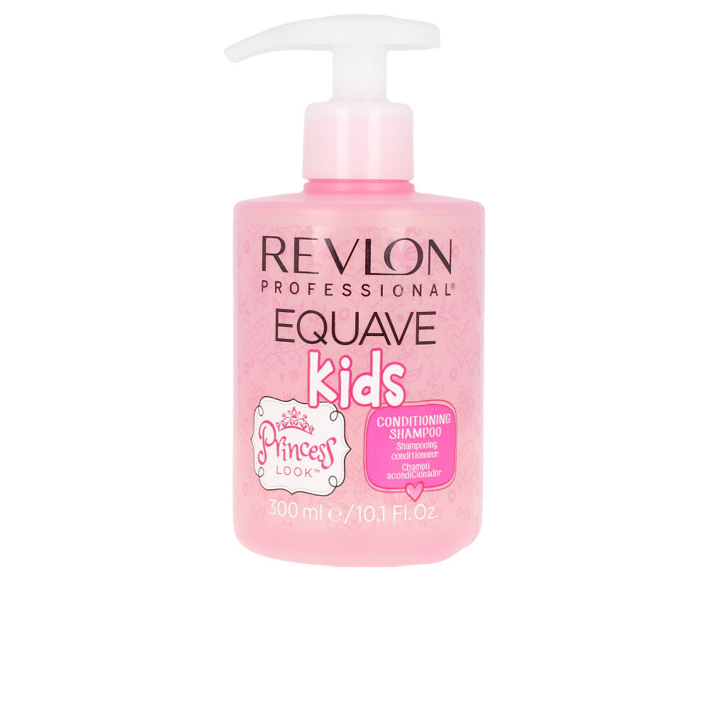 Revlon Pink plastic pump bottle of kids' princess 2-in-1 conditioning shampoo, smooth glossy finish
