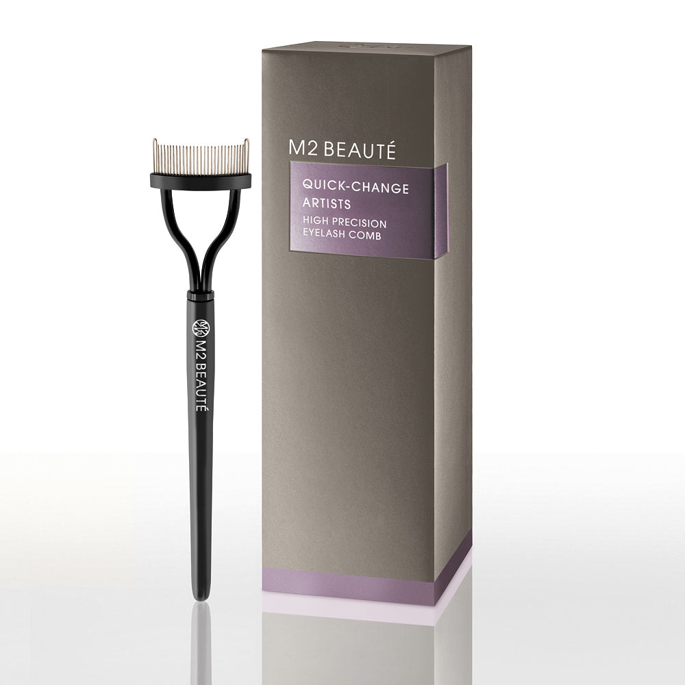 Slim stainless-steel eyelash comb with fine teeth and slim handle