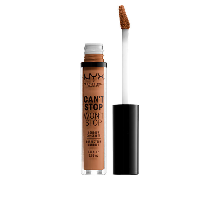 Tube of matte liquid contour concealer in Mahogany, 3.5 ml, creamy texture