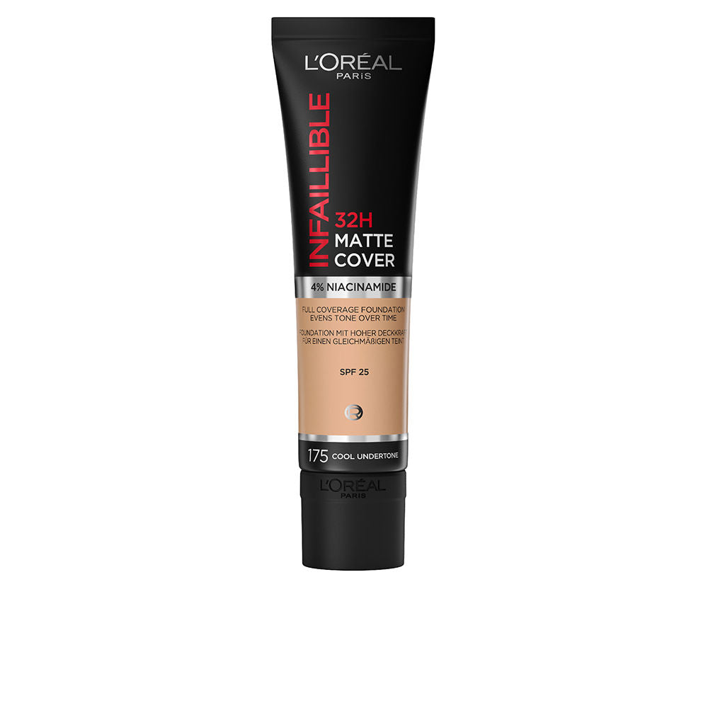 30 ml tube of full‑coverage matte liquid foundation, cool undertone shade