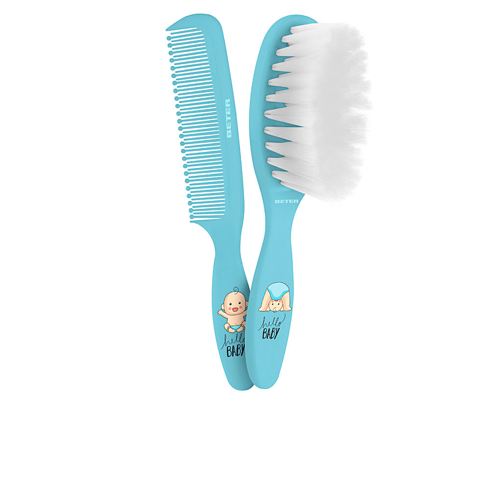 Two‑piece unisex baby hair set — ultra‑soft brush and rounded‑tooth comb