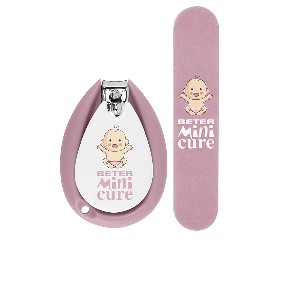 Compact baby nail care set with birch-handled tools in fabric case, Unisex