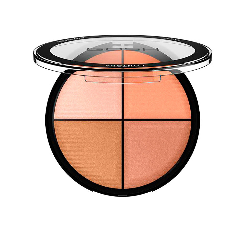 Compact powder contour palette with four shades and mirrored lid, 20 g