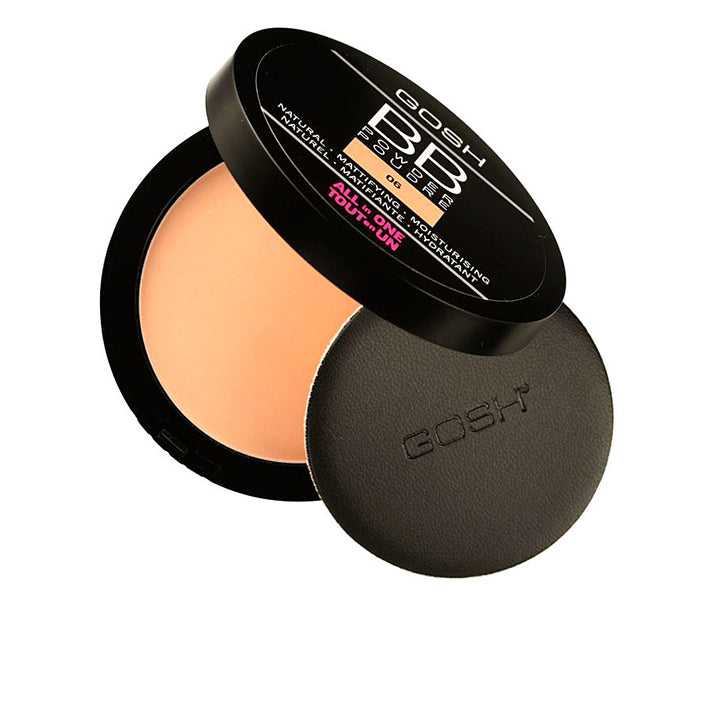 Compact matte BB powder in warm beige with puff applicator, 6.5 g