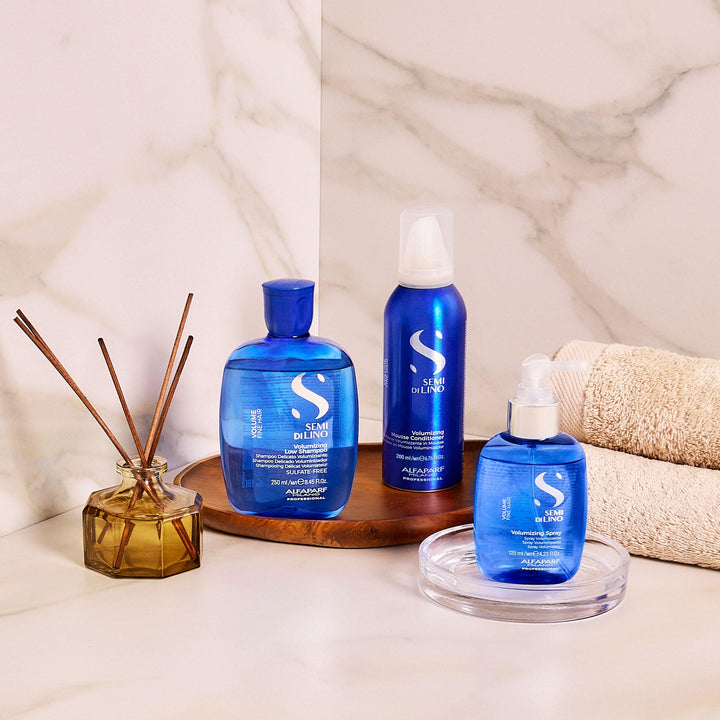 250 ml bottle of Semi Di Lino volume-boosting shampoo, lightweight formula