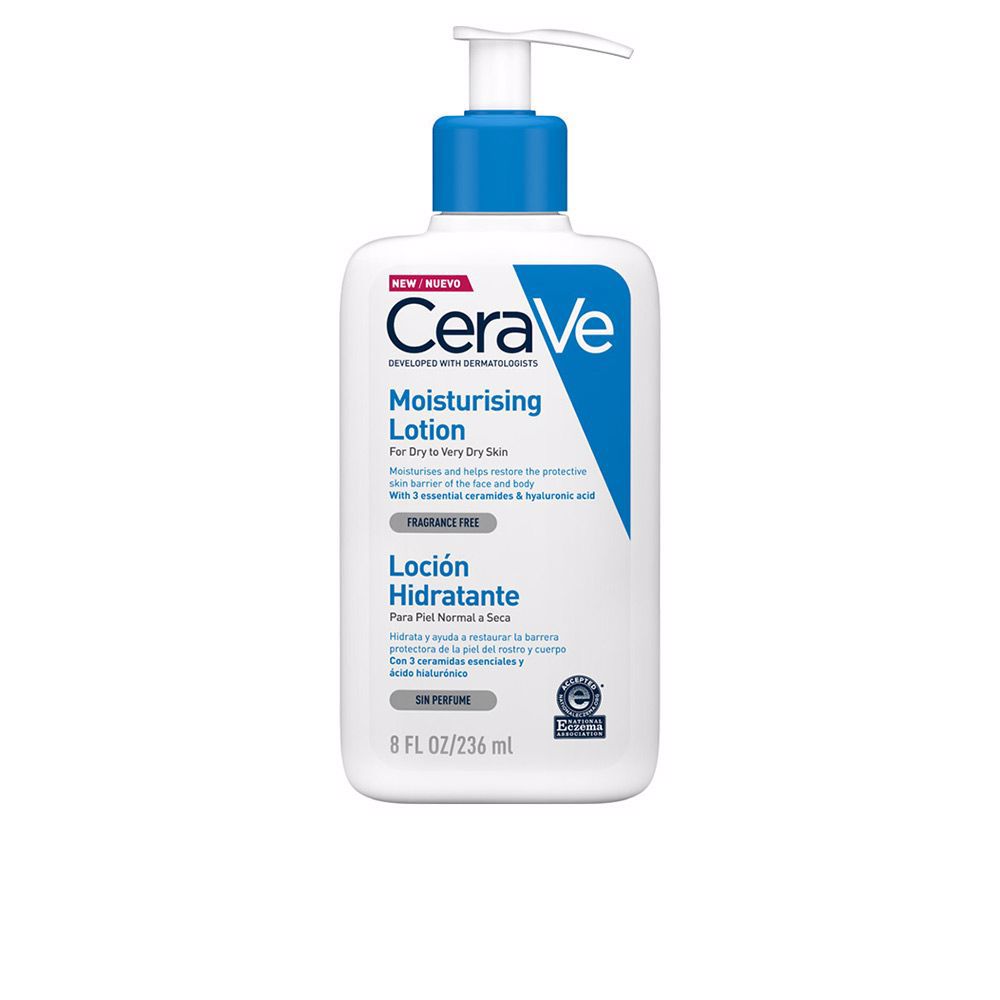 236 ml light, non‑greasy hydrating body lotion with three ceramides and hyaluronic acid