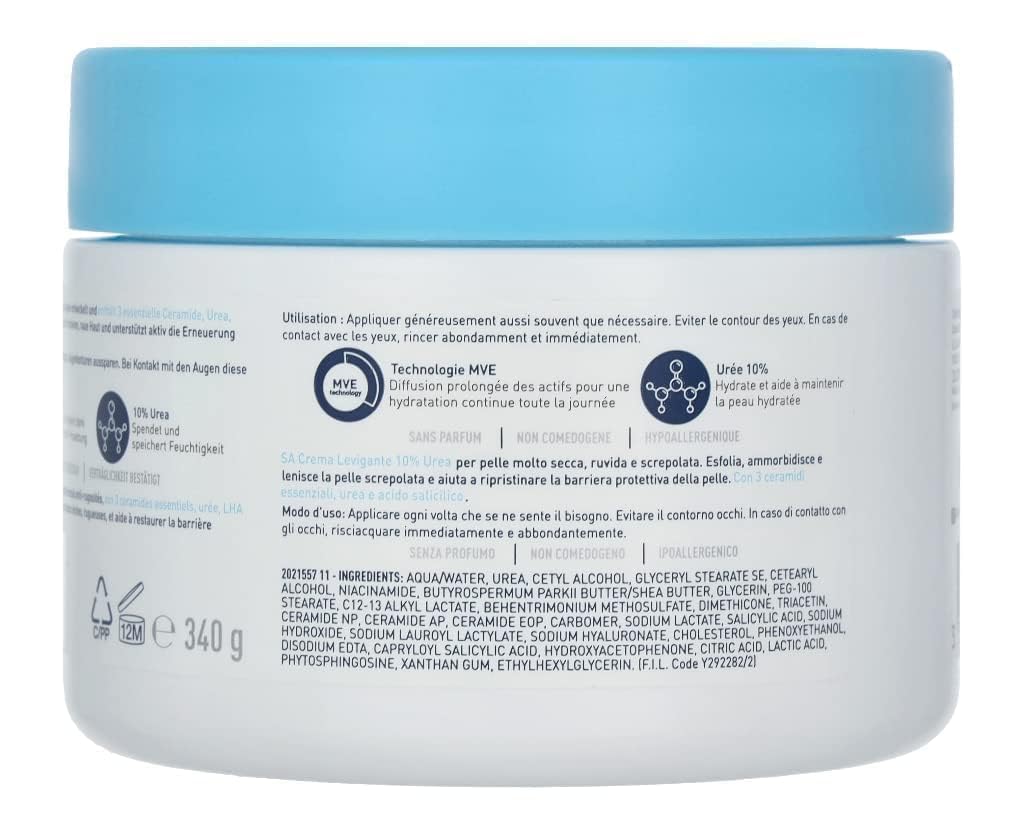Tube of smoothing body cream, 340 g, urea and ceramides, fragrance-free