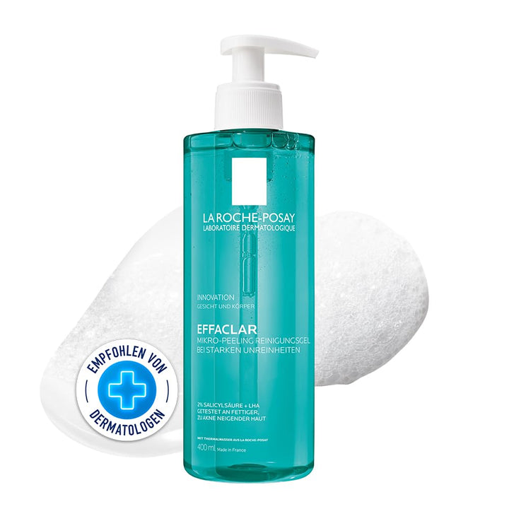 Clear 400 ml pump bottle of salicylic clarifying facial gel for Women, deep‑cleansing formula