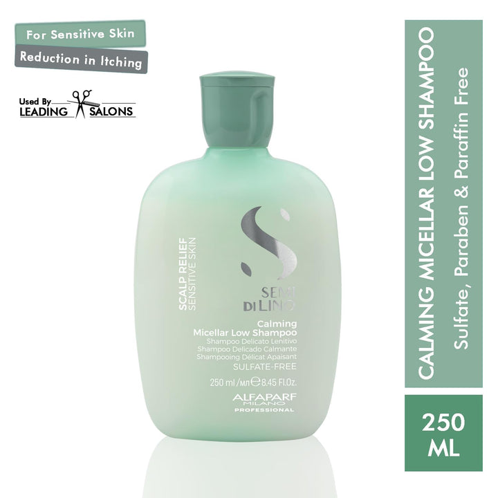 250 ml bottle of calming micellar low shampoo for sensitive scalp