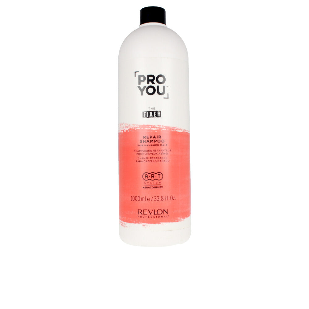 Tall 1,000 ml shampoo bottle for damaged hair, keratin amino repair formula