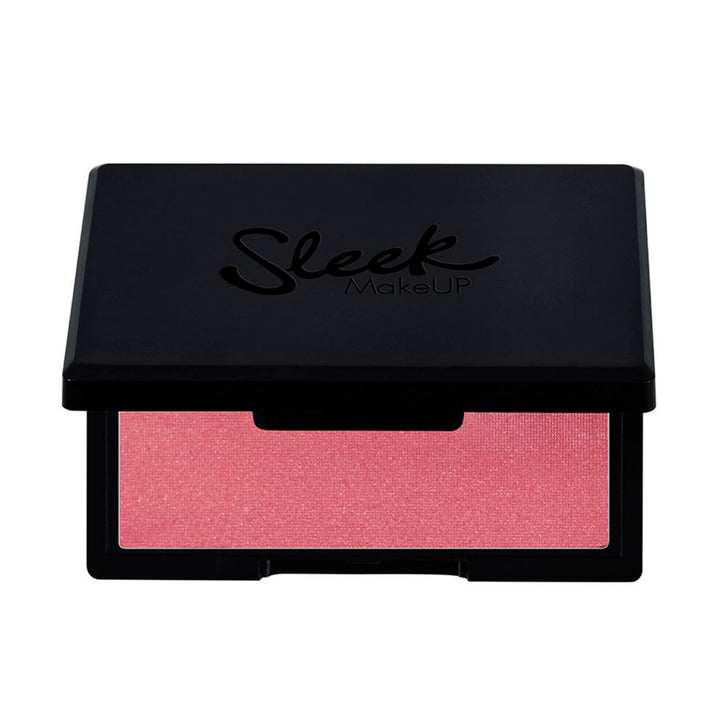Round pressed powder blush pan in warm rose shade, 5.7 g, compact