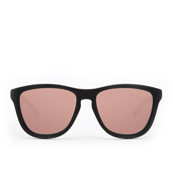 Unisex black square TR90 sunglasses with microfibre case and stickers