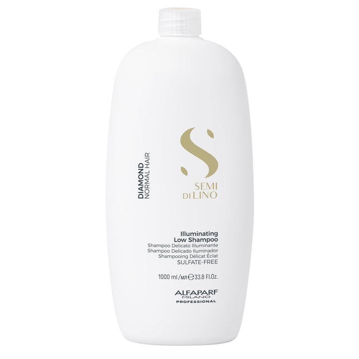 Tall 1000 ml bottle of lightweight illuminating low shampoo, neutral label