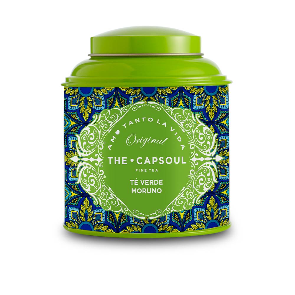 Loose gunpowder green tea and mint leaves in a 100 g pouch, Chinese origin