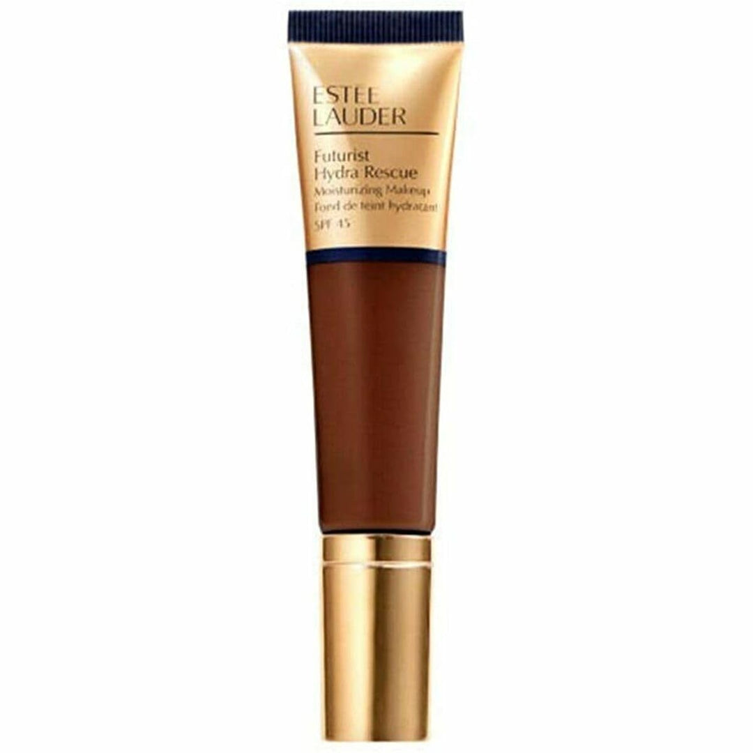 Compact bottle of hydrating SPF 45 tinted foundation, shade 8N2 Rich Expresso