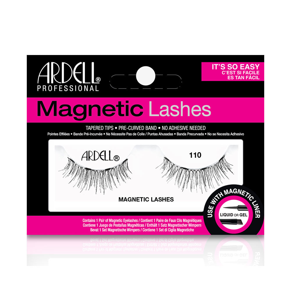 Compact magnetic liner and natural-volume lash strips in travel case, 2 pieces