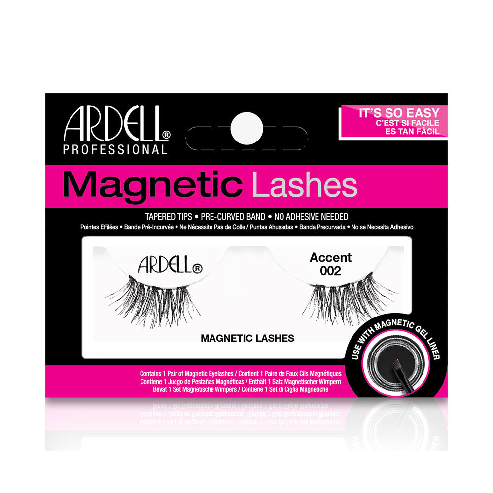 Pair of medium interlaced magnetic strip lashes in compact case, black