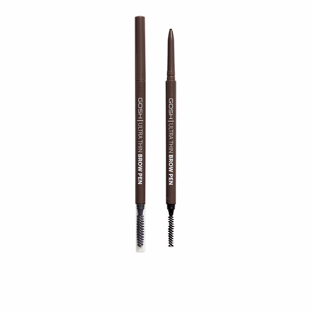 Slim dark brown brow pencil with fine tip and small fibre brush, 0.09 g, Unisex