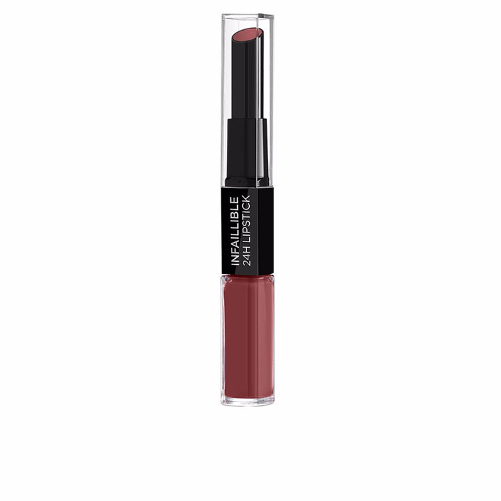 Dual-ended 6 ml lipstick in 801 Toujours Toffee, dual applicator shown
