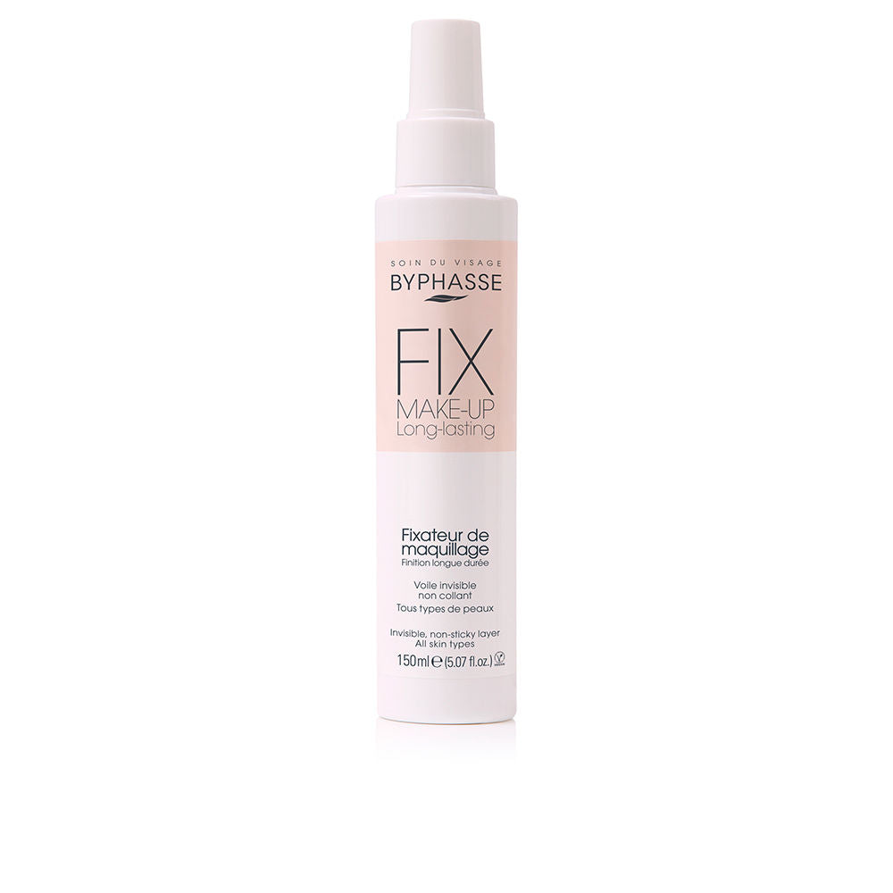 150 ml clear bottle of rose-scented makeup fixing spray with fine mist