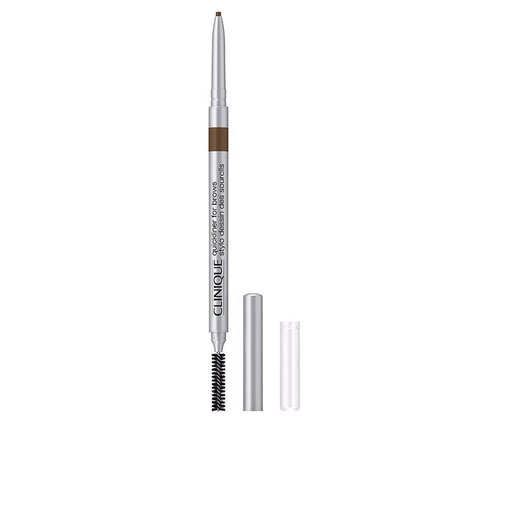 Slim twist-up eyebrow pencil in deep shade, ultra-fine tip visible