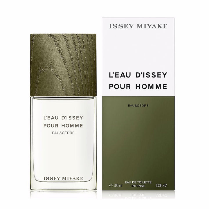 Minimal khaki 50 ml eau de toilette bottle with ash-wood cap, cedar-inspired scent