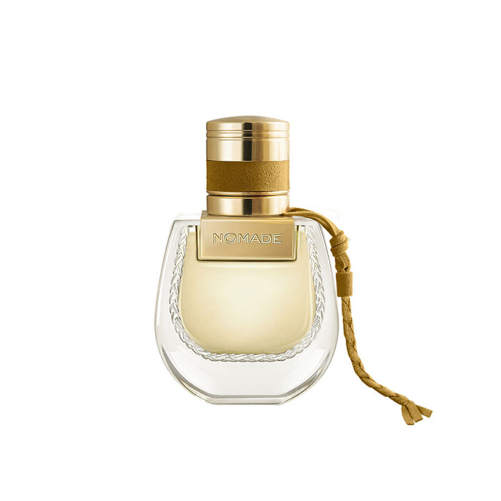 30 ml amber‑tone glass perfume bottle with braided neck detail