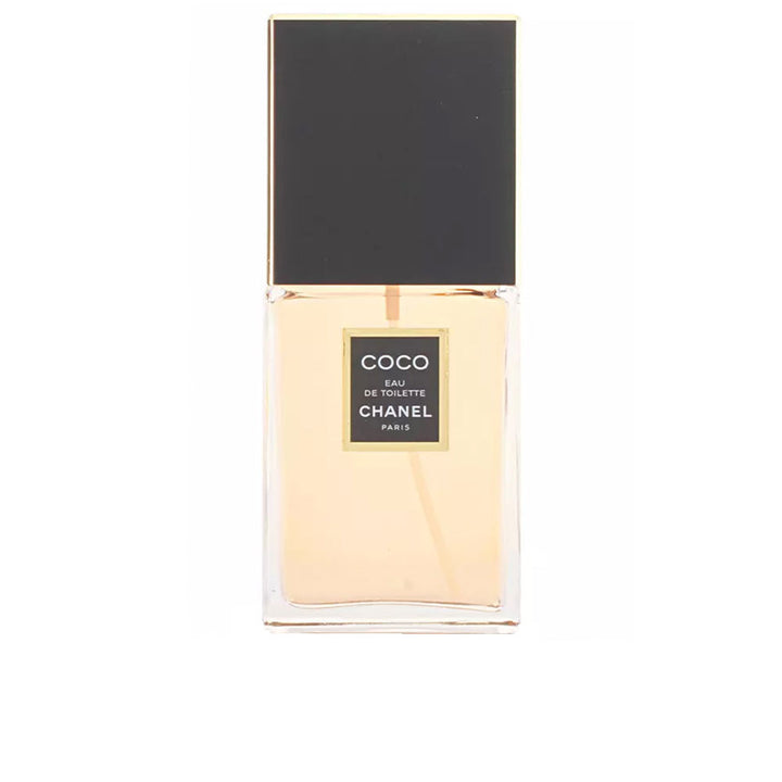 Classic perfume bottle, 100 ml flacon with warm amber liquid, floral-oriental scent