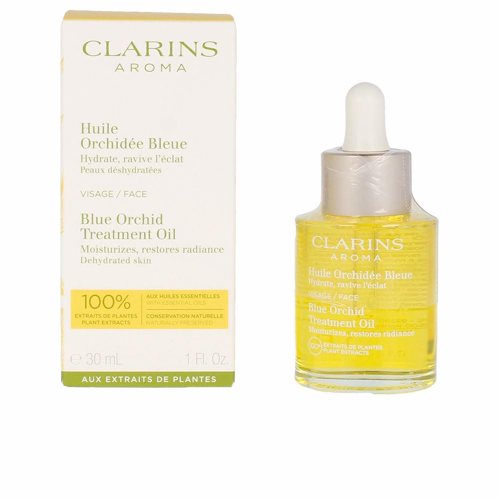 30 ml blue orchid facial treatment oil in clear glass bottle for dry skin