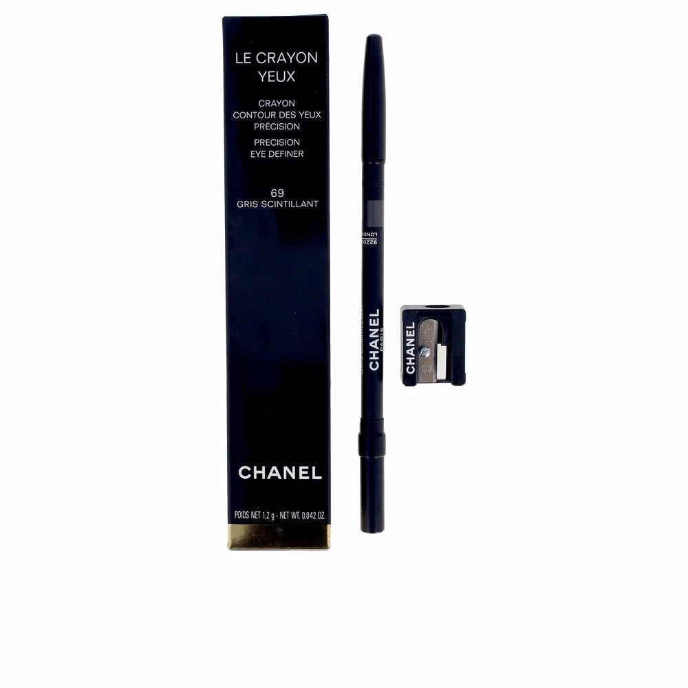 Slim grey shimmer eye pencil with precise tip, capped, Unisex