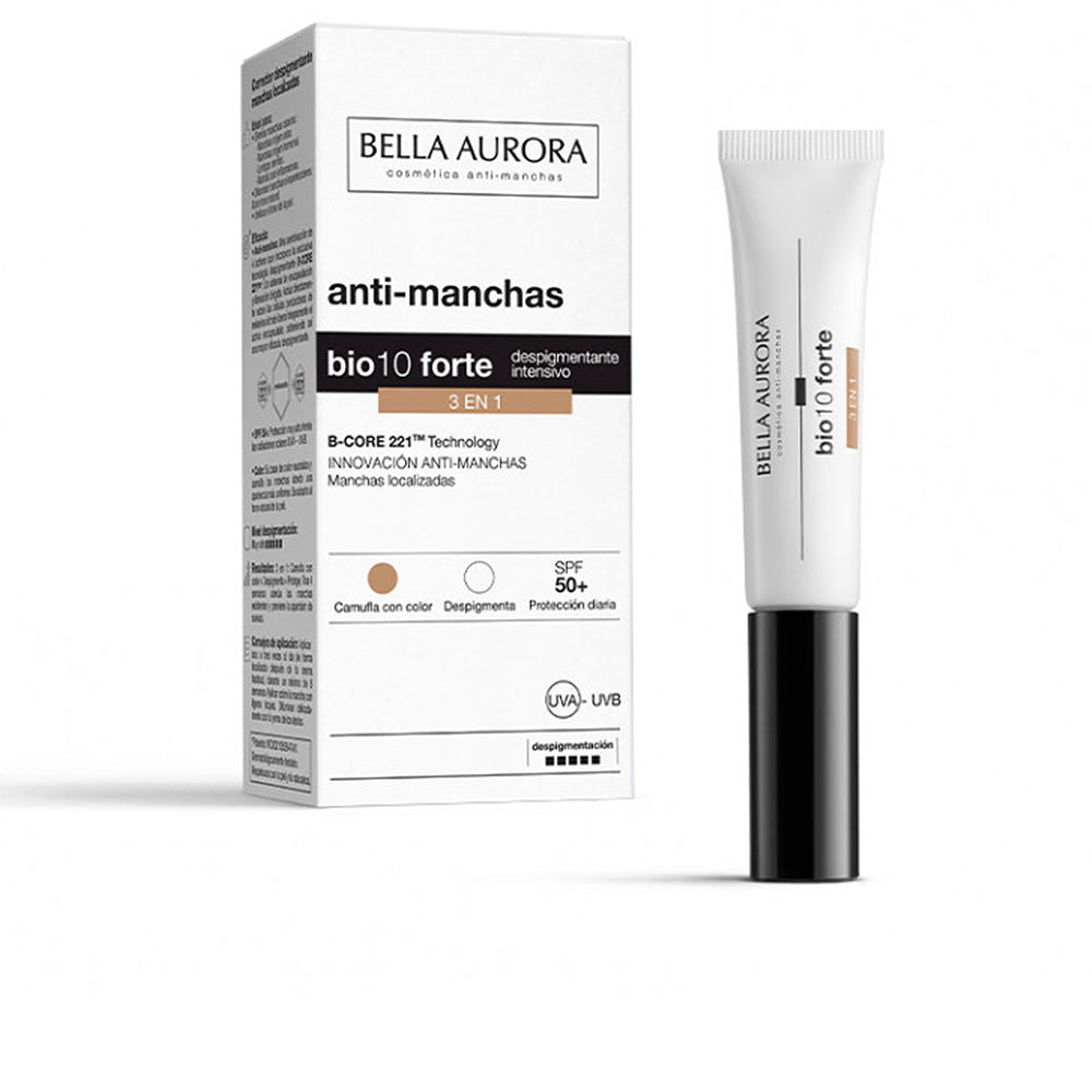 Small 10 ml tinted spot corrector tube, neutral beige cream, SPF 50+