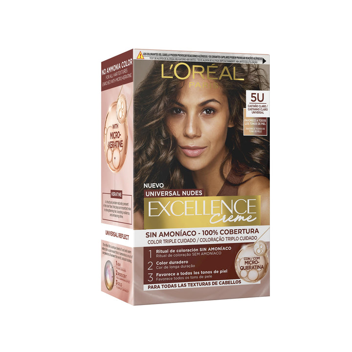 Tube and developer bottle for light brown permanent hair colour, Unisex shade 5