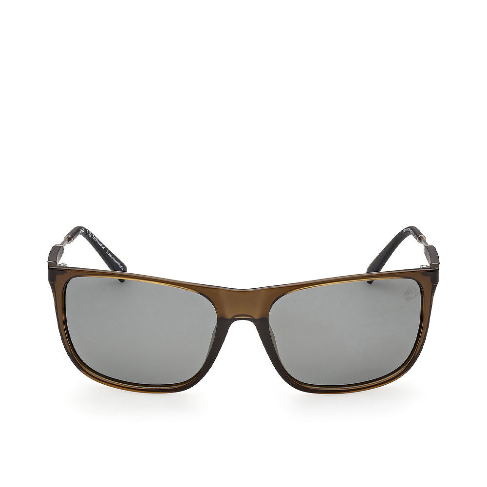 Men's green square Timberland sunglasses with polarized lenses