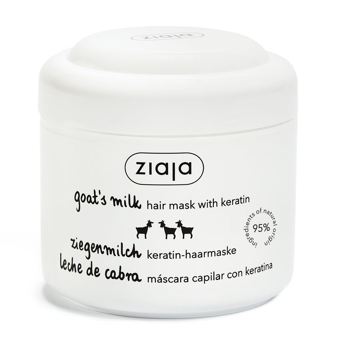 200 ml jar of keratin and goat milk hair mask for dry hair