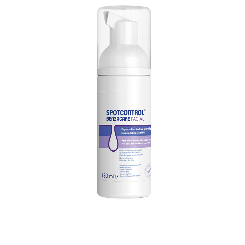 130 ml white pump bottle of Spotcontrol cleansing foam with aloe and calendula